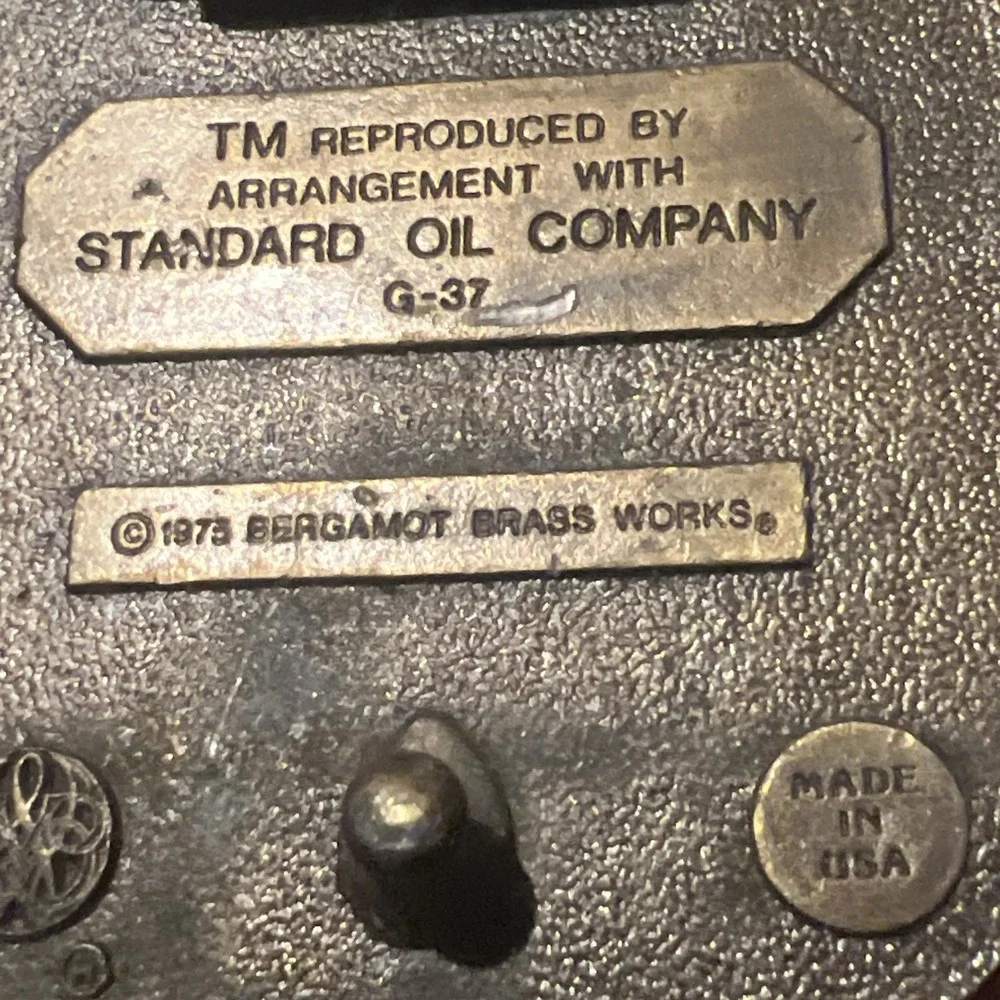 1975 Vintage Bergamot Brass Works 1874 Standard Oil Co Belt Buckle G-37 Brass